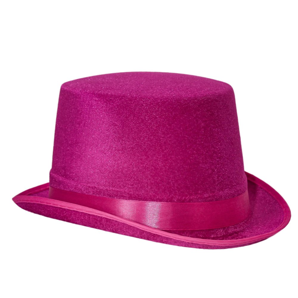 Carnavalife Felt Cup Hat Satin Hat Round Wizard with Satin Ribbon for Adults and Children (Fuchsia)