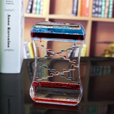 Aria Doejay Creative Cruise Fluid Hourglass Liquid Timer - Liquid Motion Bubbler Timer Colorful Oil Hourglass for Bedroom, Kitchen, Office& Home Decor - Relaxing Motion Timer, Resin, 11x2x4, Blue red