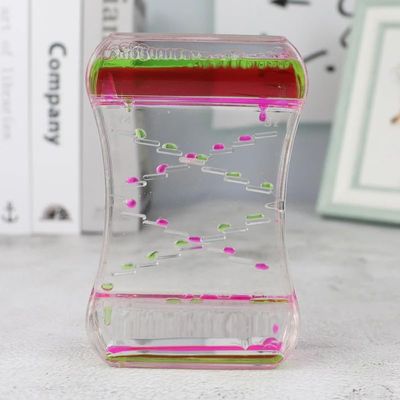 Aria Doejay Creative Cruise Fluid Hourglass liquid timer - Liquid Motion Bubbler Timer Colorful Oil Hourglass for Bedroom Kitchen, Office& home decor - Relaxing Motion Timer, Resin, 11x2x4, Green pink