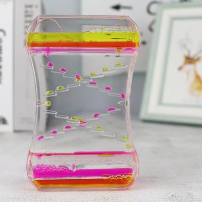 Aria Doejay Creative Cruise Fluid Hourglass liquid timer - Liquid Motion Bubbler Timer Colorful Oil Hourglass for Bedroom Kitchen Office& home decor - Relaxing Motion Timer, Resin, 11x2x4, Pink yellow