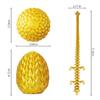 3D Printed Dragon Egg,Surprise Easter Basket Essentials with 12" Flexible Crystal Dragon Inside,Executive Desk Toys,Easter Basket Stuffers (Gold-Dragon Egg) view 2