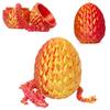 3D Printed Dragon Egg,Surprise Easter Basket Essentials with 12" Flexible Crystal Dragon Inside,Executive Desk Toys,Easter Basket Stuffers (Gold&Red-Dragon Egg) view 1