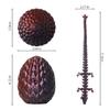 3D Printed Dragon Egg,Surprise Easter Basket Essentials with 12" Flexible Crystal Dragon Inside,Executive Desk Toys,Easter Basket Stuffers (Black&Red-Dragon Egg) view 2