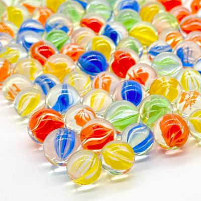 Lagincig 100Pcs Glass Marbles - 4 Color Mix, Sizes 14mm & 16mm for Marble Bounce Game, DIY or Decoration