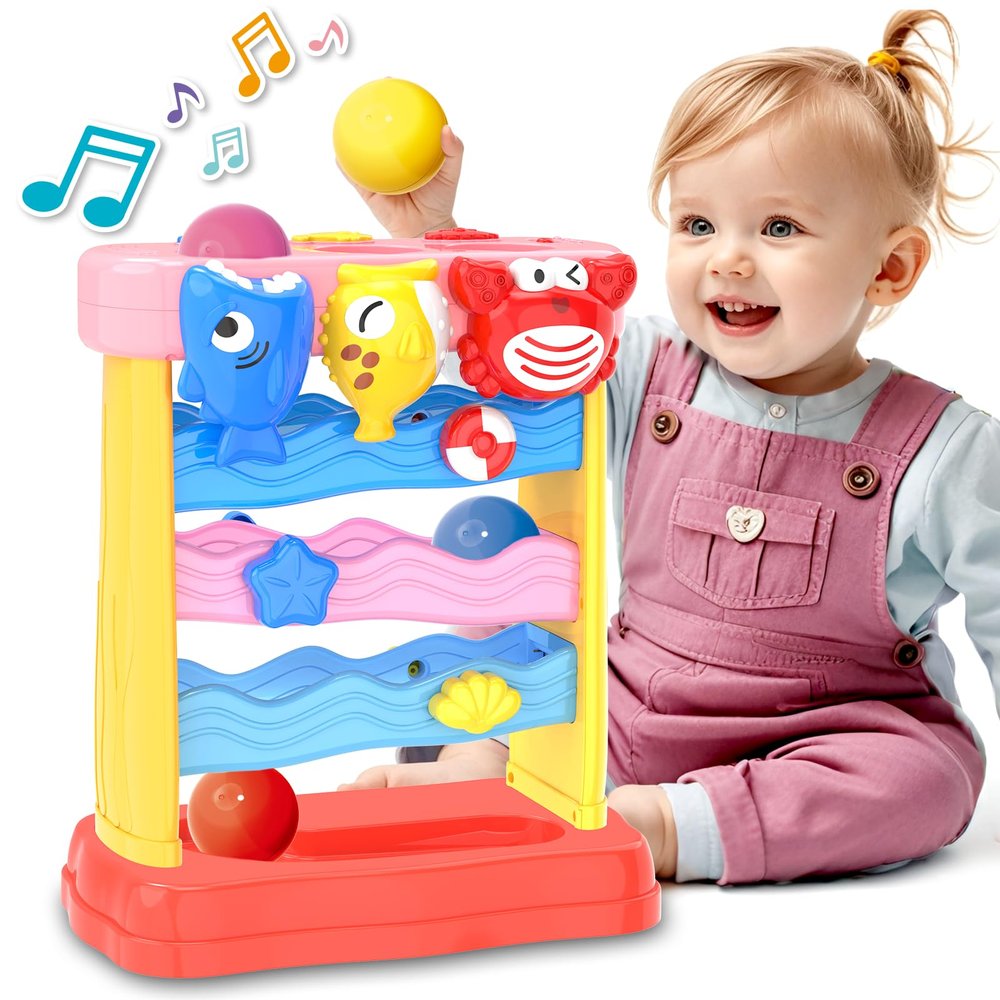 AuroTops Pound A Ball Toys for 1 2 3 Years Old Girls, Toddler Musical Montessori Toy for 6-12-18-24 Months, Interactive Toys with Light & Sound,Christmas Birthday Gifts for Baby Age 1-2 Years Old