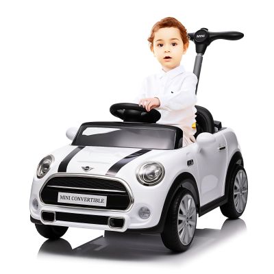 Voupou Kids Push Car,Ride On Car,Licensed MINI Cooper Toddler Push Car Toy with Adjustable Push Rod, Horn Music, Seat Belt,- Ideal Stroller Substitute for Kids 1-3 Years Old