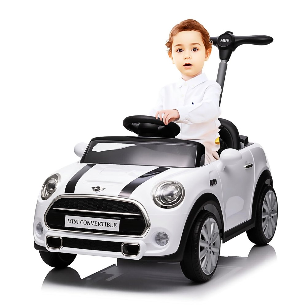 Voupou Kids Push Car,Ride On Car,Licensed MINI Cooper Toddler Push Car Toy with Adjustable Push Rod, Horn Music, Seat Belt,- Ideal Stroller Substitute for Kids 1-3 Years Old