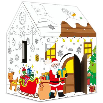 Christmas Playhouse Huge Snowman Gingerbread Cardboard House DIY Coloring Playhouse Large Art Craft Cardboard Fort Indoor Outdoor for s Decoration Personalized Gift 32" X 26" X 41"