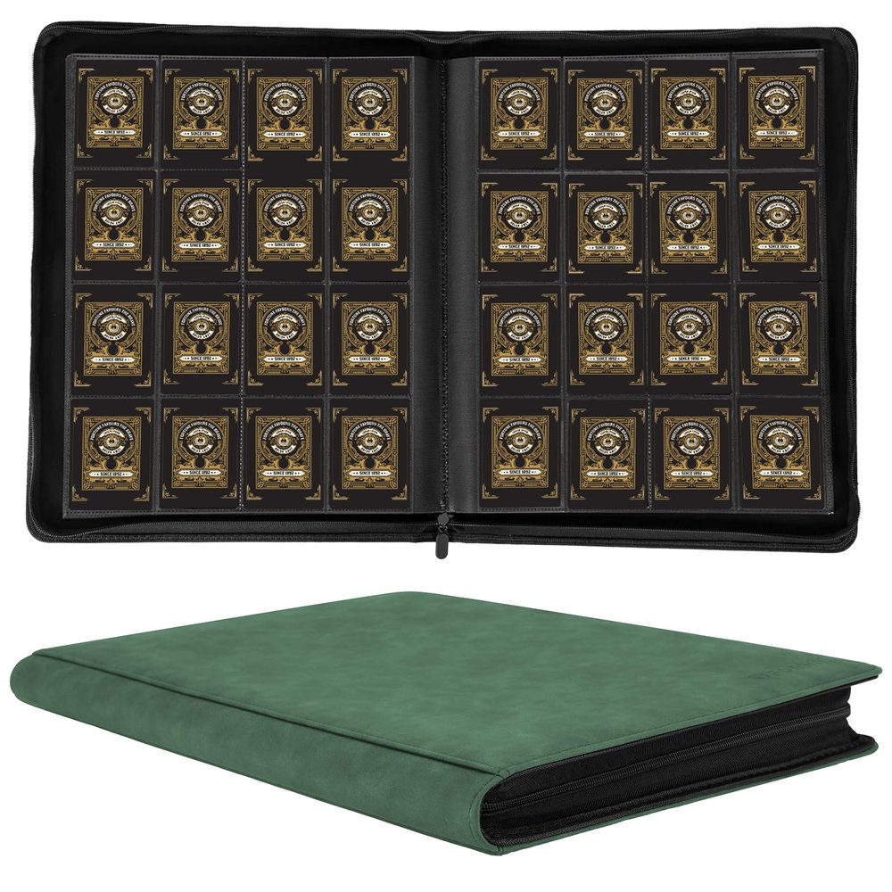 1000+ Pockets Card Binder,16 Pockets Trading Card Binder Ringless Side Loading Trading Card Album Folder for YuGiOh,MTG,TCG,Game Cards,Sports Cards,Business Cards(Dark Green)
