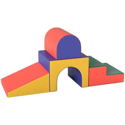 Qaba Climbing Toys for Toddlers and Children, Easy-to-Clean 4 Piece Soft & Safe Kids Foam Play Set for Crawling or Sliding, Assorted