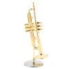 BAFOVY Miniature Trumpet Replica Musical Model with Stand, Miniature Musical Instruments Brass Instrument Ornaments, Miniature Trumpet 4 in with Stand, Brass Instrument Ornaments for Kids view 3
