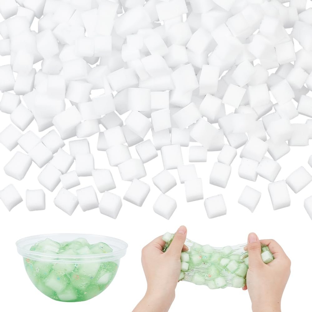 NBEADS 1000Pcs Jelly Cubes for Accessories, 0.5x0.5 Inch Craft Sponge Balls DIY Art Crafts Birthday Party Favors for Gift Box Filler Cube Wedding Holiday Crafts Making, White