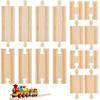 32 Pcs Straight Wooden Train Track Connectors Bulk Train Track Adapters Male Female Train Track Hardwood Expansion for Trains Railway Accessories Table Activities Games view 1