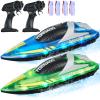 VEVOR RC Boat for Kids, 2Pack Remote Control Boat for Pools & Lakes, Racing Boat with LED Light & 4 Rechargeable Batteries, Whole Body Waterproof, Water Play Toy Gift for Adults Boys & Girls view 1