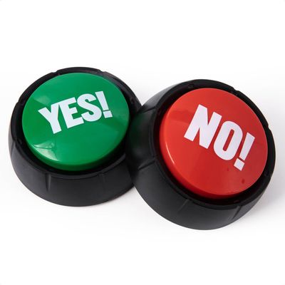 REFARICO Yes No Button for Quiz & Family Fun, Funny Button with Sound Effects, Desk Accessories, Gag Gifts for Men & Women - Yes & No