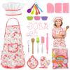 26 Pcs Kids Chef Set, Includes Apron, Hat, Mittens, and Real Cooking Utensils, Kitchen Play Set for Girls Age 3 and Up view 1