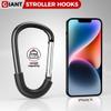 SURDOCA Stroller Hooks, Large Stroller Hooks for Bags, Universal Stroller Clips and Hooks, Mommy Hook for Stroller Heavy Duty, Stroller Accessories for Mom view 2