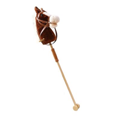 CoudarTitie Handcrafted Wooden Stick with Realistic Neighing Sounds for Kids, Coffee with Roller