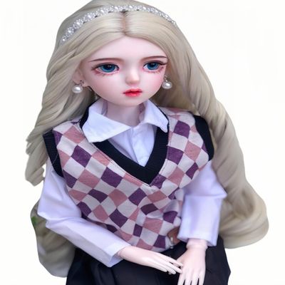 1/3 BJD Doll Kawaii Doll Move Joints Handmade Makeup Cute 24 Inches Collectible Cartoon Dress up Dolls Best Gift (B)