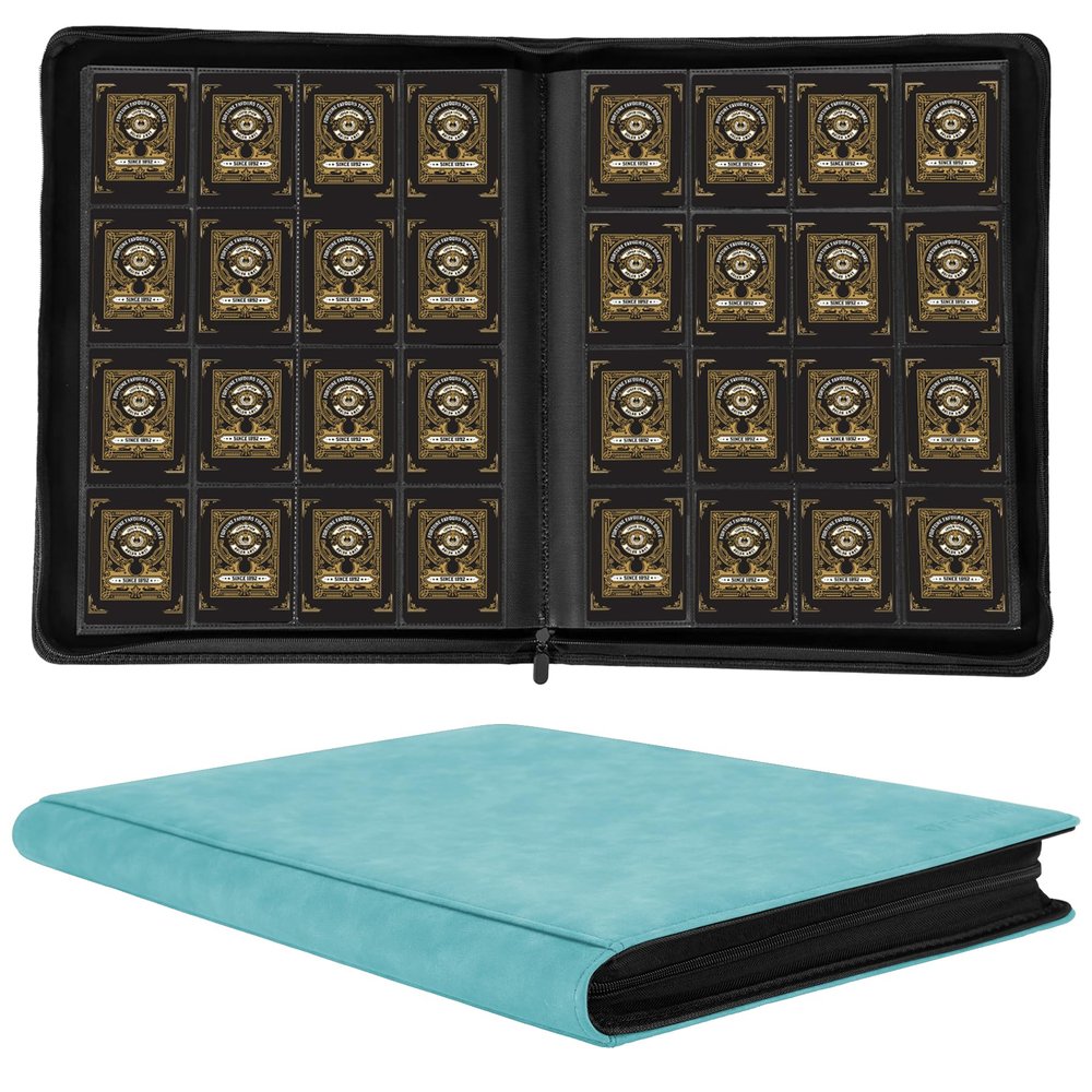 1000+ Pockets Trading Card Binder, 16 Pockets Trading Card Binder Ringless Side Loading Trading Card Album Folder for TCG,MTG,Sports Cards(Light green)