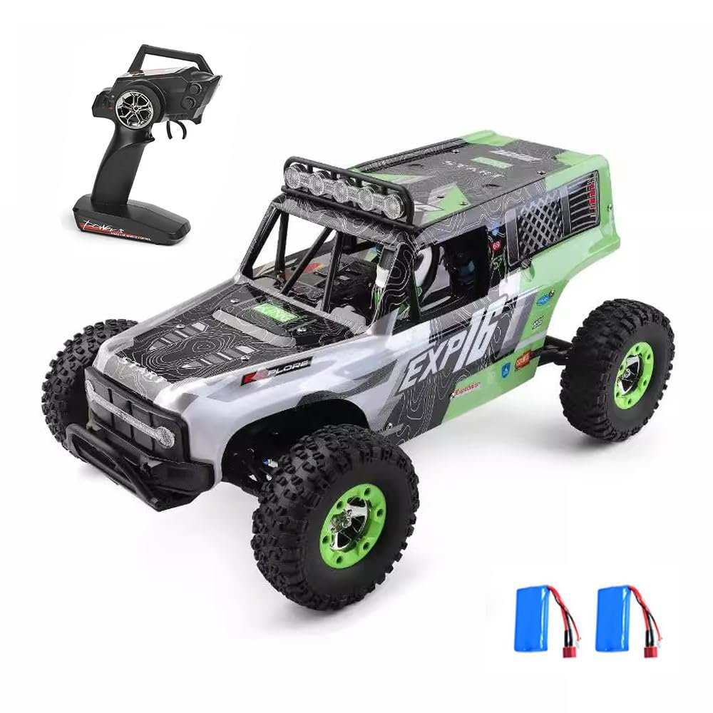 GoolRC WLtoys 124006 RC Car, 1:12 Scale Remote Control Car, 4WD 40KM/H High Speed RC Truck, 2.4GHz Off-Road RC Crawler RTR with LED Lights and 2 Batteries for Adults (Green)