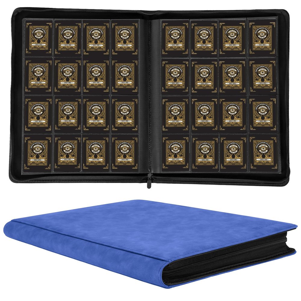 1000+ Pockets Card Binder,16 Pockets Trading Card Binder Ringless Side Loading Trading Card Album Folder for YuGiOh,MTG,TCG,Game Cards,Sports Cards,Business Cards (Dark Blue)