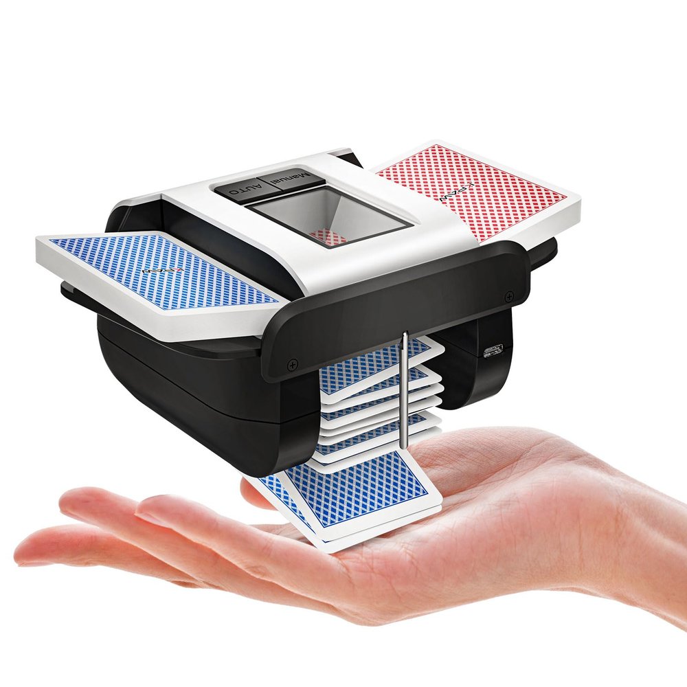 KPAW Automatic Card Shuffler Machine - 1-2 Decks Low Noise Shuffler, Rechargeable & Portable, One Press Shuffling, Automatic Card Shuffler for Texas Hold'em, Skip-Bo, Poker, UNO, Phase 10