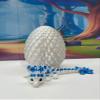 3D Printed Baby Dragon with Dragon Egg, Articulated White and Blue Cherry Blossom Dragon, Fidget ADHD AutismToy, Executive Desk Toy BD004WB view 2