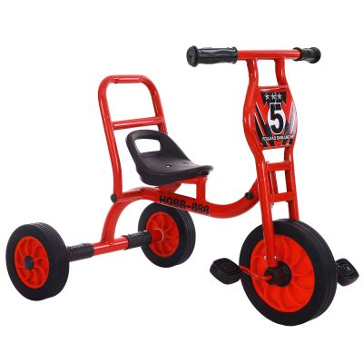 Big Wheel Tricycle for Kids Ages 2-6, Preschool Kids Trike Outdoor Playground Pedal Bike with Adjustable Seat, Inflation-Free Rubber Wheels and Carbon Steel Frame