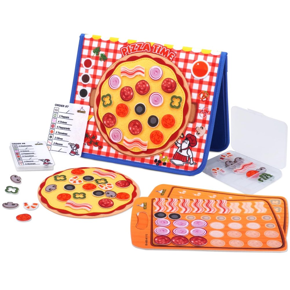 CHEFAN Pizza Counting Felt Board for Toddlers, Number Learning Toys, Make Pizza Time for Vegetables, Preschool Math Games, Manipulatives for Preschool