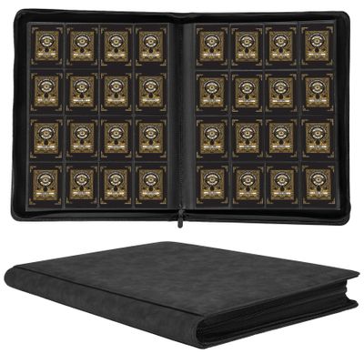 1000+ Pockets Trading Card Binder, 16 Pockets Trading Card Binder Ringless Side Loading Trading Card Album Folder for TCG,MTG,Sports Cards (Black)