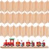 50 Pcs Wooden Train Track Set Straight Wood Train Track Bulk Hardwood Train Track Expansion Packs Compatible with All Major Brands Trains Railway view 1
