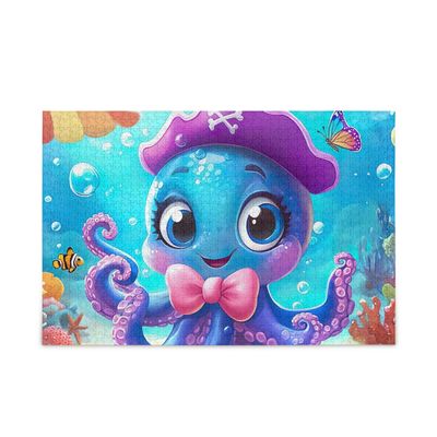 1000 Pieces Jigsaw Puzzle Cute Blue Octo Purple Jigsaw Puzzles for Adults, Families