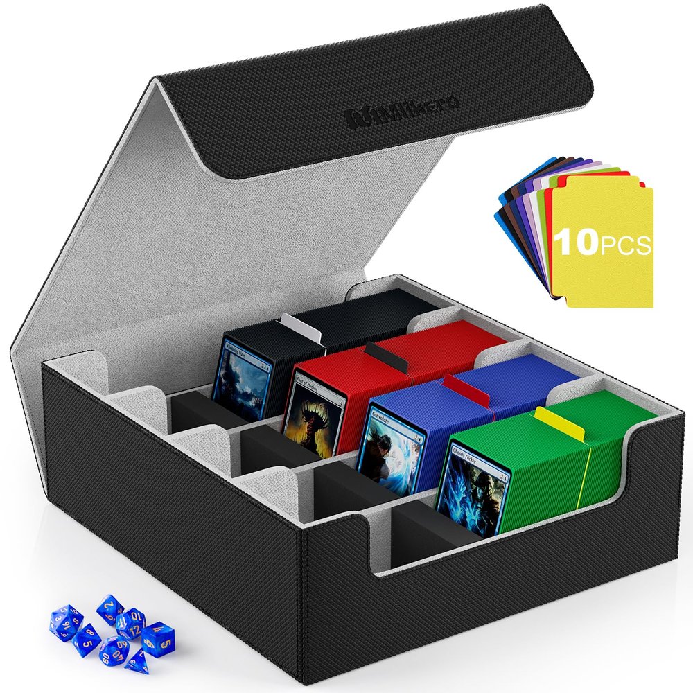 1000 Black Sleeves and 4 Rows Card Case Grey