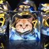 AUSTOR 7 Die DND Dice Set 7 Pieces Cat Resin Dice Role Playing D and D Dice D20 D12 D10 D8 D6 D4 Sharp Edge Dungeons and Dragons Dice with Case view 4