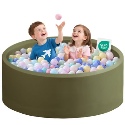 Zedachica Ball Pit for Toddlers 47.24''x15.75'' Baby Ball Pit Soft Foam Ball Pits Round Lagre Kids Ball Pits Indoor Kids Play Ball Pool Ideal Gift for Children (Sagegreen, NO Balls)