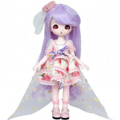 1/6 BJD Dolls Kawaii Doll 28 Move Joints Handmade Makeup Cute 12 Inches Collectible Cartoon Dress up Dolls Best Gift (A)