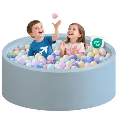 Zedachica Ball Pit for Toddlers 47.24''x15.75'' Baby Ball Pit Soft Foam Ball Pits Round Lagre Kids Ball Pits Indoor Kids Play Ball Pool Ideal Gift for Children (Lightblue, NO Balls)