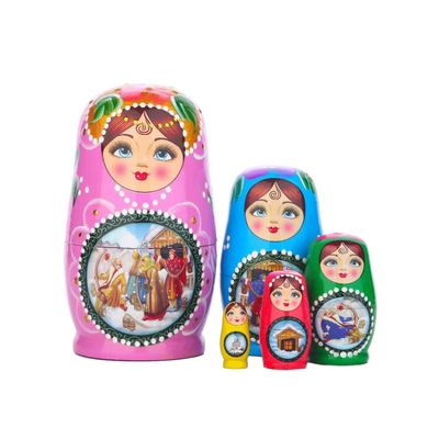 CEUMEA Sleek Nesting Dolls Nesting Dolls Set of 5 Pcs Home Decoration Matryoshka Dolls Nesting Dolls Suitable for Christmas Sleek Nesting Dolls