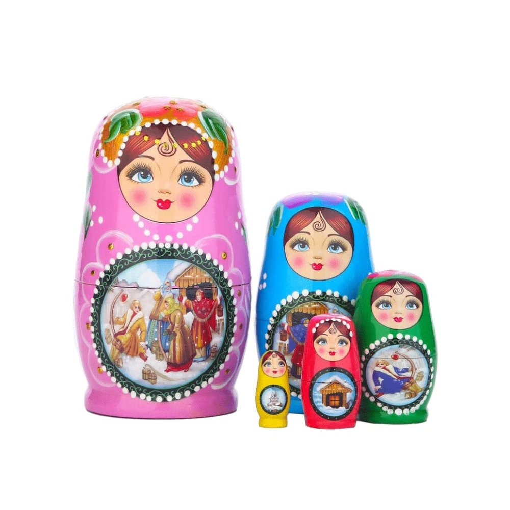 CEUMEA Sleek Nesting Dolls Nesting Dolls Set of 5 Pcs Home Decoration Matryoshka Dolls Nesting Dolls Suitable for Christmas Sleek Nesting Dolls