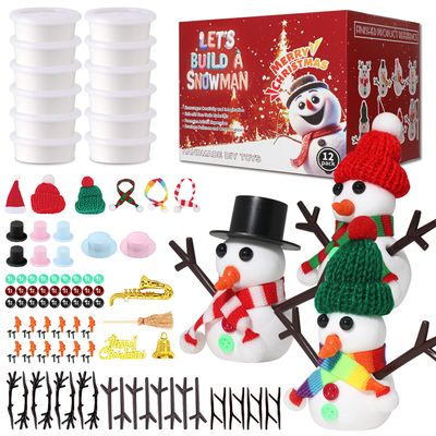 LAHAND 12-Pack Christmas Snowman Crafts Sets for Kids, Modeling Clay Snowman DIY Kit,Christmas Stocking Stuffers for Kids, Perfect for Winter Children's Holiday Party Decoration Gifts