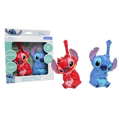 Lexibook, Disney Stitch, Walkies 3D Stitch and Leroy, 500M Range, 2 Channels Communication, Belt Clip, Blue, Red, TW18D