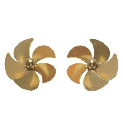 1Pair 40x3mm 5-Blade Paddle Outer Dia 40mm Shaft Hole 3mm Copper Propeller for 1/100 RC Simulation Boat Positive Negative Props(3mm unthreaded Hole)