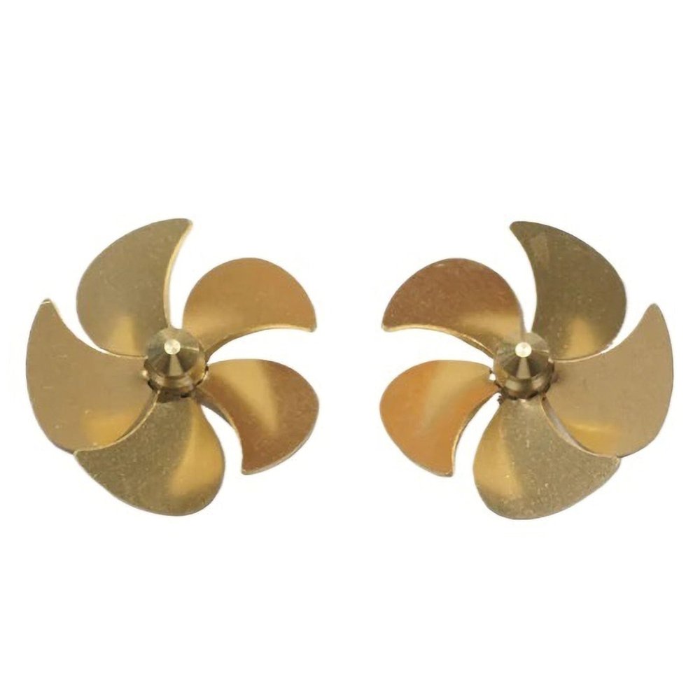 1Pair 40x3mm 5-Blade Paddle Outer Dia 40mm Shaft Hole 3mm Copper Propeller for 1/100 RC Simulation Boat Positive Negative Props(3mm unthreaded Hole)