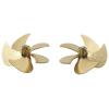 1Pair 40x3mm 5-Blade Paddle Outer Dia 40mm Shaft Hole 3mm Copper Propeller for 1/100 RC Simulation Boat Positive Negative Props(3mm unthreaded Hole) view 2