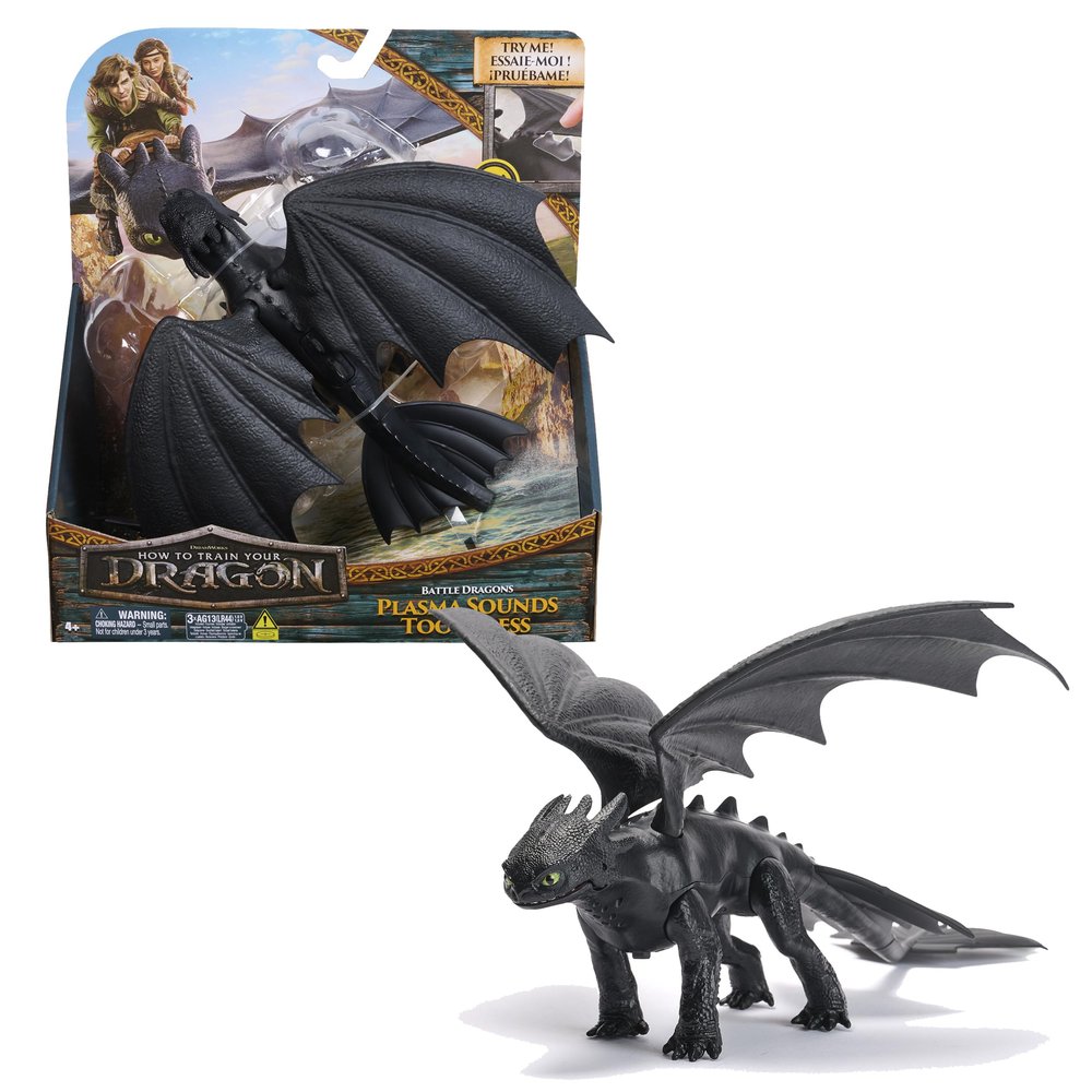 DreamWorks Dragons, Battle Dragons, Plasma Sounds Night Fury, 13 Action Figure, Kids Toys for Boys & Girls Ages 4 and up