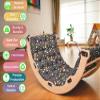 Kidodido Wooden Climbing Arch | Montessori Rocker with Ladder Ramp & Pillow | Wooden Rocker Arch | Climbing Arch with Cushion | Indoor Montessori Playground Set (Space) view 2