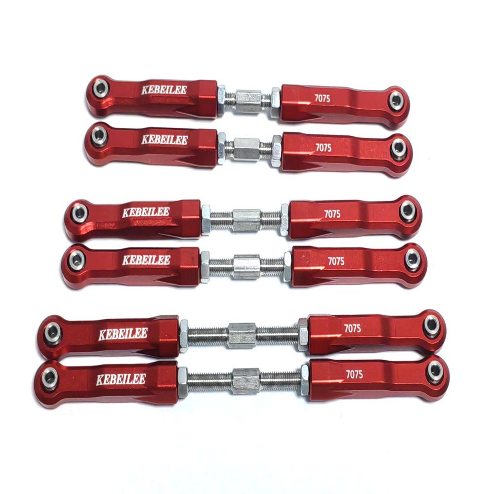 KEBEILEE Alu7075 Front Rear&Steering Link Rod Kit for Losi 8IGHT-X Super Lasernut 1/6 (red)