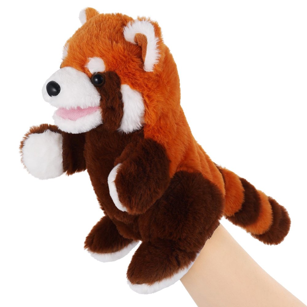 Animal Hand Puppets 11 Inch Sea Turtle Plush Dinosaur Animals Hand Puppet Toys Role-Play Toy Puppets for Kids Storytelling Imaginative Pretend Play Teaching Preschool(Red Panda)