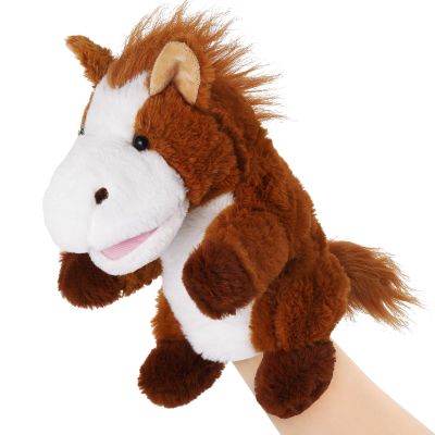 Animal Hand Puppets 11 Inch Sea Turtle Plush Dinosaur Animals Hand Puppet Toys Role-Play Toy Puppets for Kids Storytelling Imaginative Pretend Play Teaching Preschool(Horse)